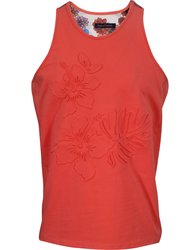 Tedford Embossed Floral Tank - Melon - Tedford Embossed Floral Melon