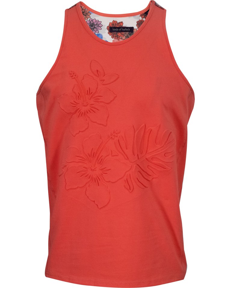 Tedford Embossed Floral Tank - Melon - Tedford Embossed Floral Melon