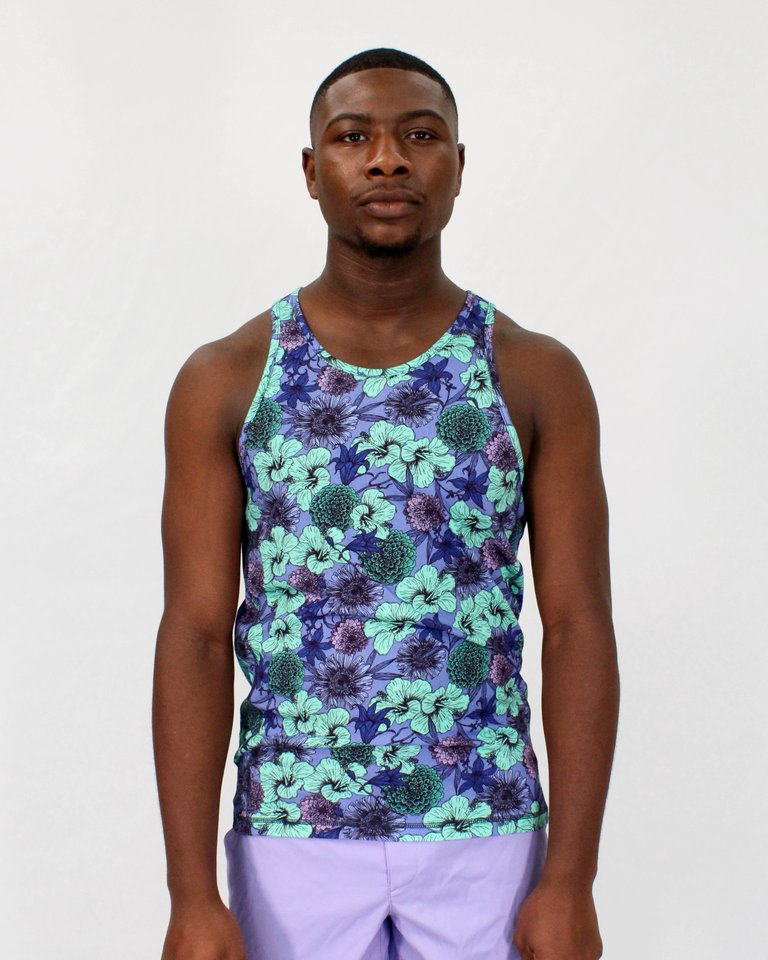 Tedford Hibiscus Garden Tank In Blue - Hibiscus Garden Blue