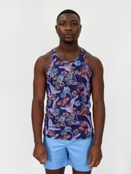 Tedford Ocean Floral Tank In Navy - Ocean Floral Navy