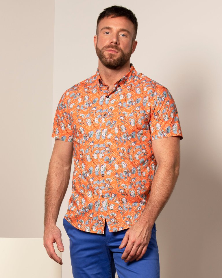 Tim Blossom Canvas Shirt - Coral