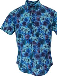 Tim Hibiscus Garden Shirt In Blue - Hibiscus Garden Blue
