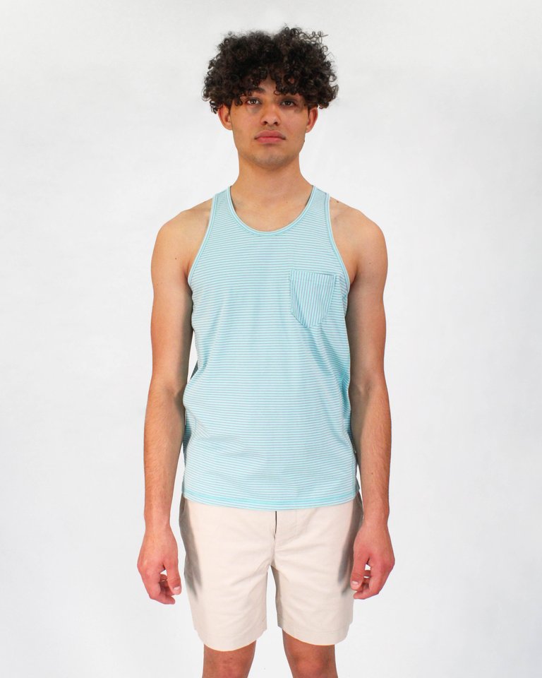 Tristan Lagoon Stripe Pocket Tank - Lagoon Stripe