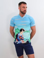 Victor Geisha T-Shirt - Blue - Blue