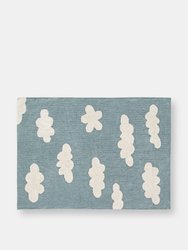 Clouds Washable Rug, Grey - Vintage Blue, Natural