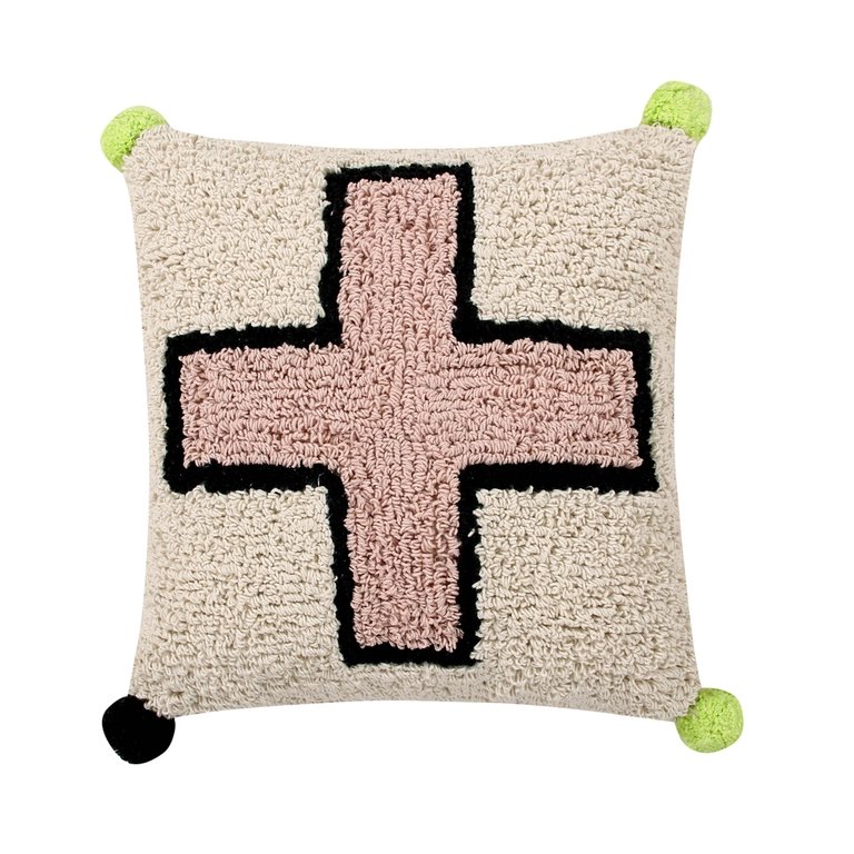 Cross Washable Pillow, Pink/Natural - OS - Natural, Black, Nude,  Neon green