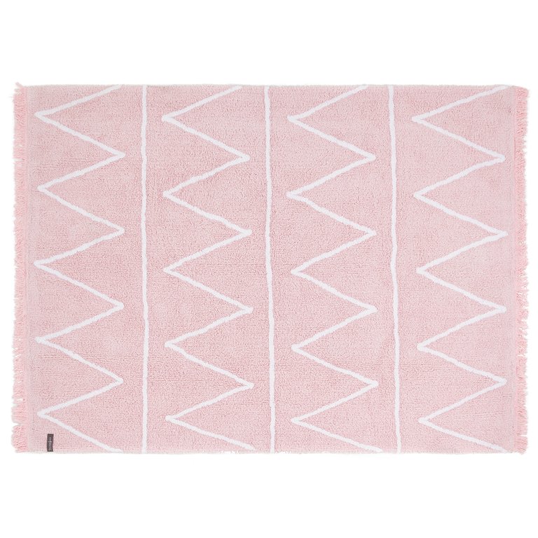 Hippy Washable Rug - Soft pink, white
