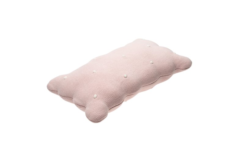 Knitted Biscuit Cushion, Pink - OS