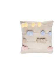 Knitted Cushion, Counting Frame - OS - Dune White Sky blue, Banana, Pink Pearl