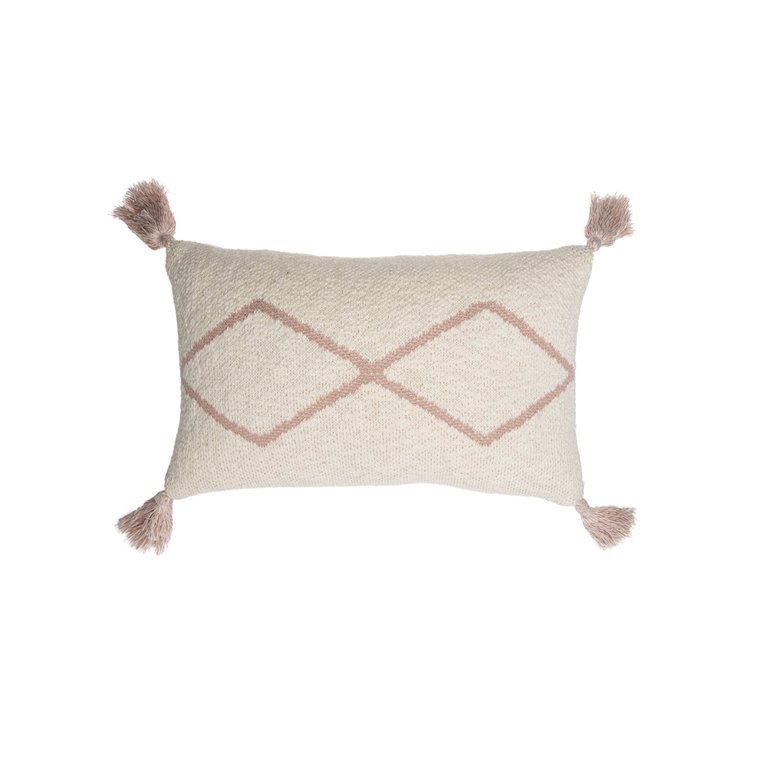 Little Oasis Knitted Cushion, Natural/Pale Pink - OS - Natural, Pale Pink
