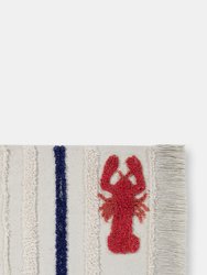 Mini Lobster Washable Rug, Ivory/Red