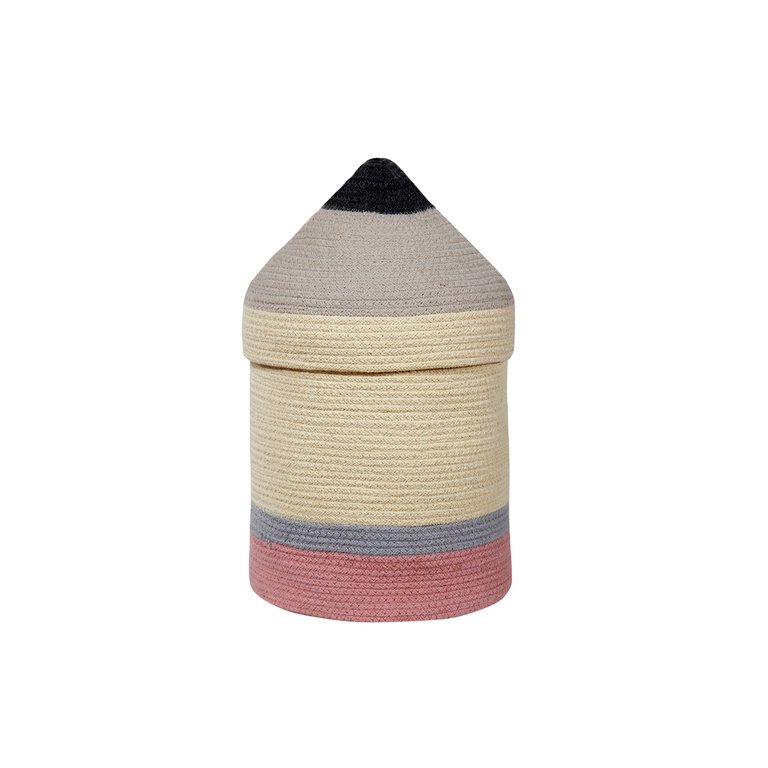 Pencil Basket, Yellow - S - Coral Pink, Whale Grey, Hippy Yellow, Dark Grey, Beige Dot