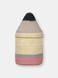 Pencil Basket, Yellow - S - Coral Pink, Whale Grey, Hippy Yellow, Dark Grey, Beige Dot