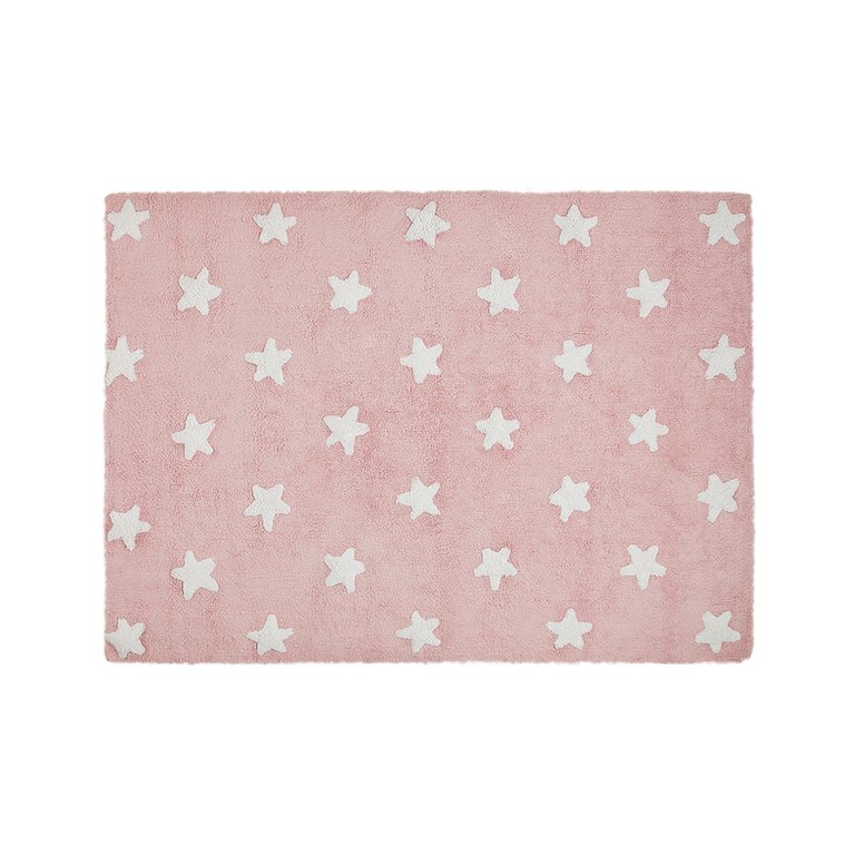 Stars Washable Rug - Pink, White