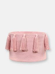 Tassels Basket, Natural - OS - Pink