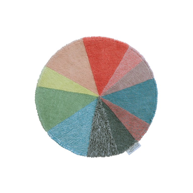 Woolable Rug Pie Chart - 4' x 4' - Natural, Sandstone, Sunlight, Honey Dew, Spiced Coral, Arabesque, Pink Bloom, Lavender,  Pearl Mint, Ocean blue, Smoke blue