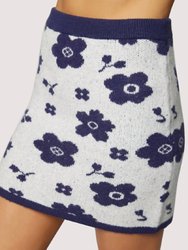 Flower Mini Skirt In Navy - Navy