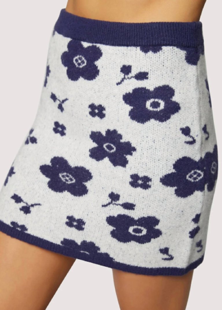 Flower Mini Skirt In Navy - Navy