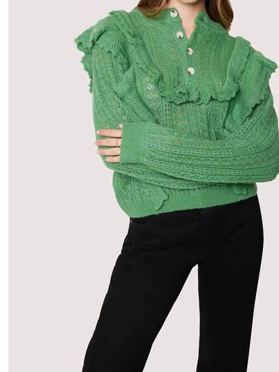 Lost + Wander Maddy Ruffle Polo Top In Sage Green product