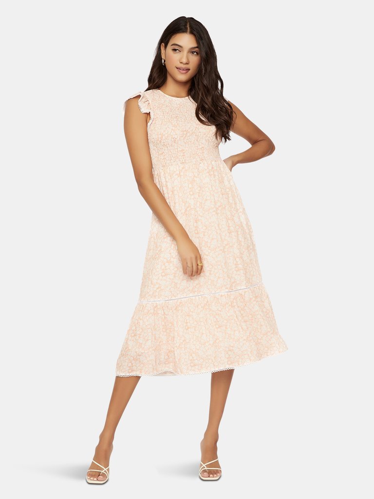 Pick Me In The Desert Midi Dress - Nude-White