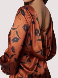 Sepia Dahlia Mini Dress In Brown Floral