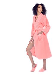 Lightweight Cotton Waffle Robe for Women - Blush Piping