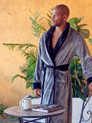 Men's Hooded Plush Robe - Shawl Grey