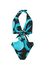 Buckle One Piece - Turquoise Flower