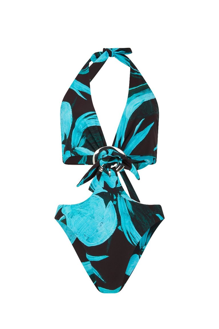 Buckle One Piece - Turquoise Flower