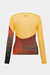 Long Sleeved Seamed Top Orange-Painted Sunset