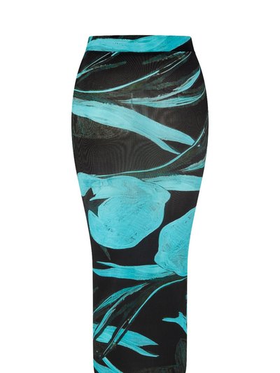 Louisa Ballou Ribbed Midi Skirt Turquoise Flower product