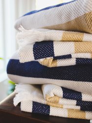 The Lennon Towel - Navy, Beige & White - Multi