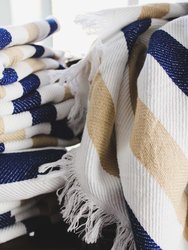 The Lennon Towel - Navy, Beige & White