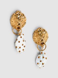 Lion Studded Pearl Earrings