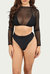 Mesh Three-Piece Bikini Set - Black