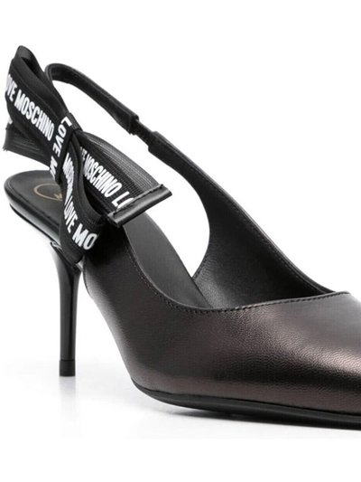 Love Moschino Leather Slingback Heeled Sandals, Black product