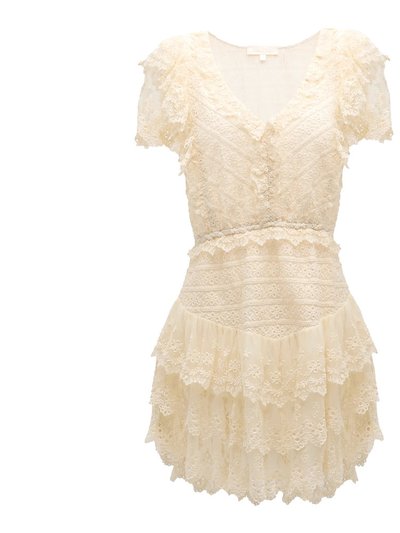 Love Moschino Love Shack Fancy Women's Cerilo Tiered Ruffle Embroidered Lace Mini Dress product