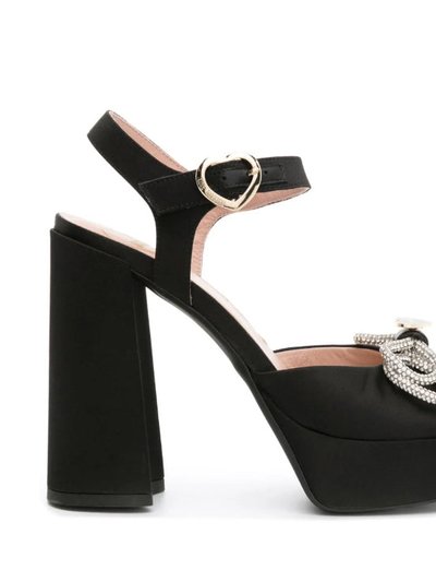 Love Moschino Women's Satin Rhinestone Bow Block Heel Sandals product