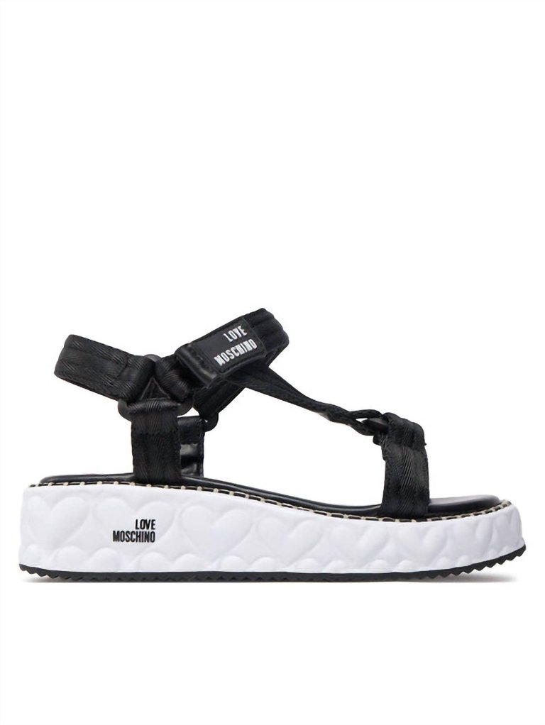 Women's Wedge Sandals In Black - Black