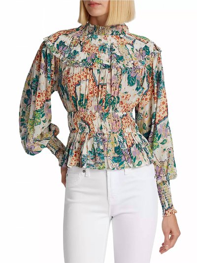 Love The Label Francesca Metallic Floral Top In Bettina White Lurex Print product