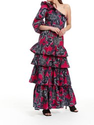 Lilly Dress In Red/black - Red/black