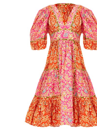Love The Label Love The Label Women Elise Puff Sleeve Flared Dress Alessandra Pink Print product