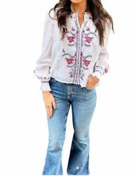 Luanne Karina Embroidery Top In White - White