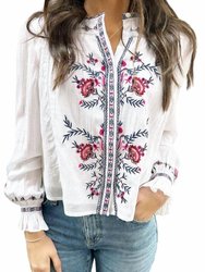 Luanne Karina Embroidery Top In White