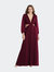 Bishop Sleeve Ruffled Chiffon Cutout Maxi Dress - Harlow - Cabernet