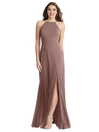 Lovely High Neck Chiffon Maxi Dress With Front Slit - Lela - LB010  product