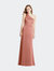 Shirred One-Shoulder Satin Trumpet Dress - Maddie - Desert Rose