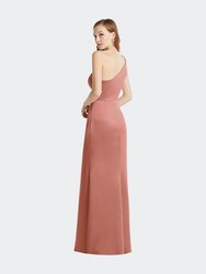 Shirred One-Shoulder Satin Trumpet Dress - Maddie