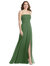 Square Neck Chiffon Maxi Dress with Front Slit - Elliott - LB012 - Vineyard Green