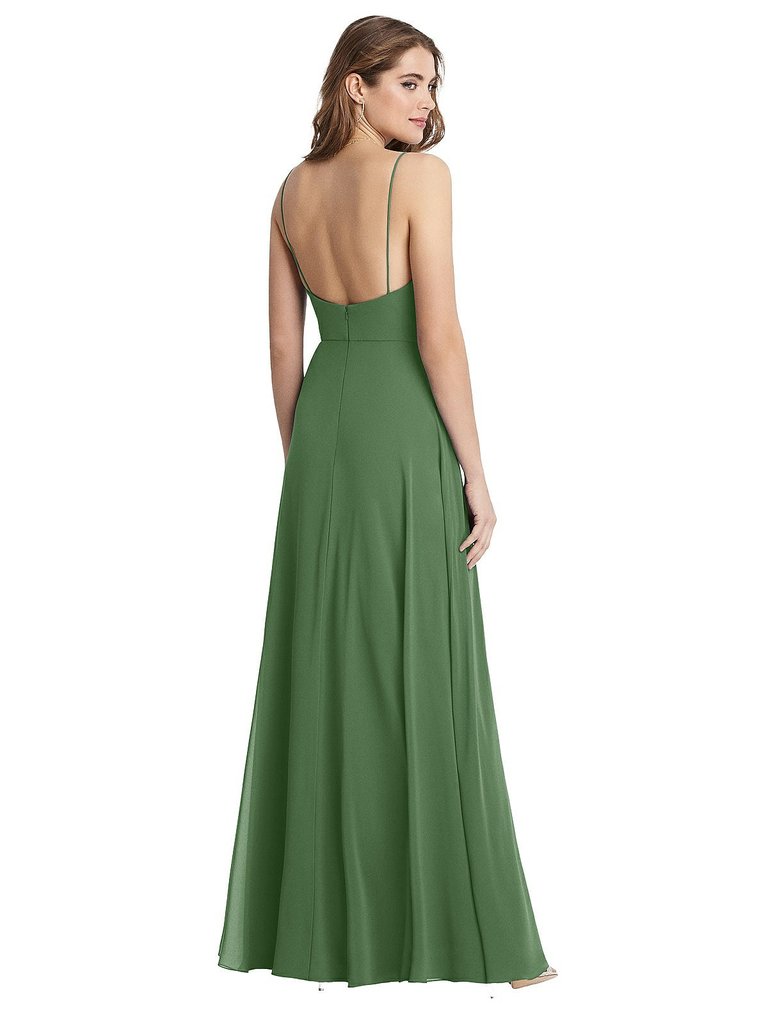 Square Neck Chiffon Maxi Dress with Front Slit - Elliott - LB012